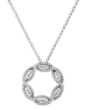 Roberto Coin 18k White Gold New Barocco Diamond Circle Pendant Necklace, 18