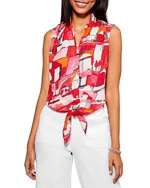 Nic+zoe Paint The Town Gauze Tie Front Tank