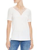 Sandro Coquelicot Lace-inset Top