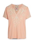 Johnny Was Oriana Embroidered Boxy Cotton Tee