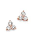 Bloomingdale's Diamond Three-stone Stud Earrings In 14k Rose Gold, 0.35 Ct. T.w. - 100% Exclusive