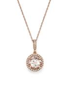 Morganite And Diamond Pendant Necklace In 14k Rose Gold, 18 - 100% Exclusive