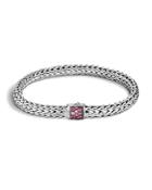 John Hardy Classic Chain Sterling Silver Lava Small Bracelet With Pink Spinel