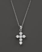 Diamond Cross Pendant Necklace In 14k White Gold, .60 Ct. T.w.