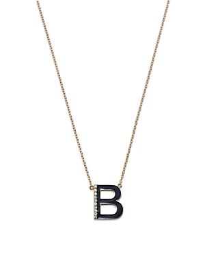 Moon & Meadow 14k Yellow Gold Diamond & Enamel Initial Pendant Necklace, 16-18