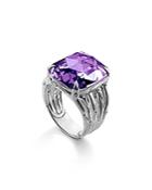 John Hardy Sterling Silver Bamboo Octagon Ring With Amethyst
