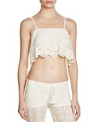 Band Of Gypsies Embroidered Tulle Crop Top