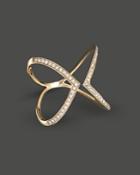 Diamond Geometric Ring In 14k Yellow Gold With Pave Diamonds, .20 Ct. T.w.