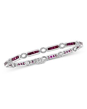Bloomingdale's Ruby & Diamond Bracelet In 14k White Gold- 100% Exclusive