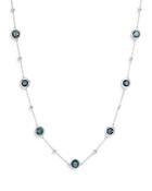Bloomingdale's Blue Topaz & Diamond Station Necklace In 14k White Gold, 17 - 100% Exclusive
