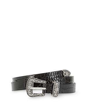 The Kooples Women's Skinny Embossed Leather Belt