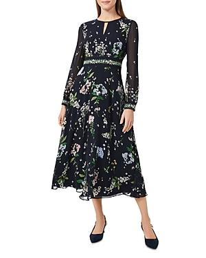 Hobbs London Skye Floral Print Midi Dress