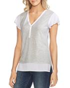Vince Camuto Mixed-media Henley Top