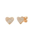 Crislu Pave Heart Stud Earrings