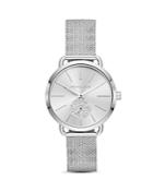 Michael Kors Silver-tone Portia Mesh Bracelet Watch, 37mm
