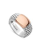 Lagos 18k Rose Gold & Sterling Silver High Bar Two Tone Beaded Statement Ring