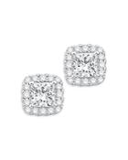 Bloomingdale's Diamond Princess Halo Stud Earrings In 14k White Gold, 0.95 Ct. T.w. - 100% Exclusive