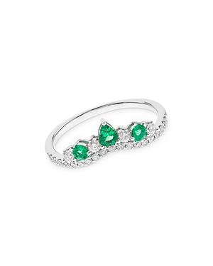 Bloomingdale's Emerald & Diamond Chrevon Ring In 14k White Gold - 100% Exclusive