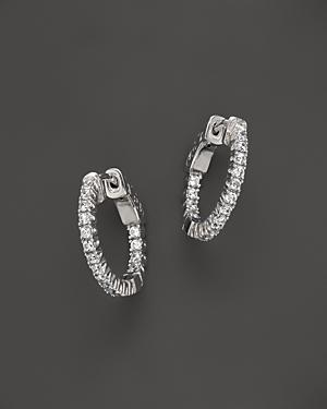 Diamond Inside Out Hoop Earrings In 14k White Gold, .75 Ct. T.w.