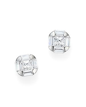 Diamond Princess Cut And Baguette Stud Earrings In 14k White Gold, .50 Ct. T.w. - 100% Exclusive