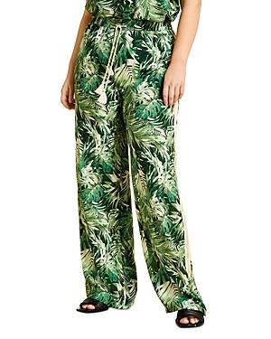 Marina Rinaldi Rebeccas Leaf Print Fluid Wide Leg Trousers