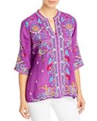 Johnny Was Arzella Embroidered Easy V-neck Peasant Top