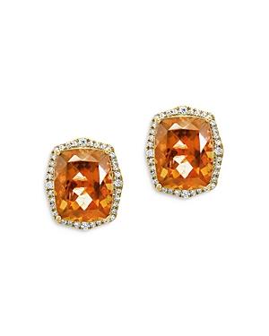 Bloomingdale's Citrine & Diamond Halo Stud Earrings In 14k Yellow Gold - 100% Exclusive