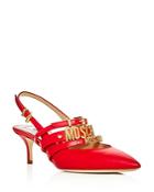 Moschino Strappy Pointed Toe Slingback Pumps