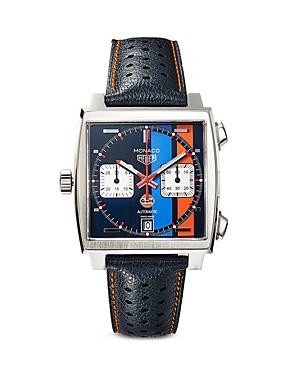 Tag Heuer Monaco Gulf Calibre 11 Automatic Men's Blue Leather Chronograph, 39mm