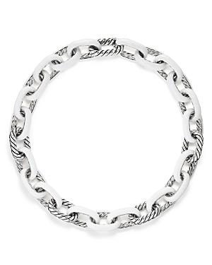 David Yurman Madison Chain Enamel Necklace In White