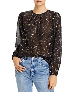Aqua Star Print Balloon Sleeve Top - 100% Exclusive