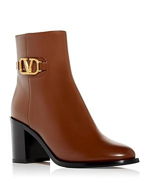 Valentino Garavani Women's Logo Strap High Block Heel Booties