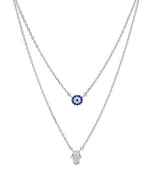 Aqua Double Strand Hamsa Pendant Necklace In 14k Gold-plated Sterling Silver Or Sterling Silver, 14-16 - 100% Exclusive