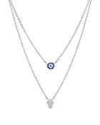 Aqua Double Strand Hamsa Pendant Necklace In 14k Gold-plated Sterling Silver Or Sterling Silver, 14-16 - 100% Exclusive