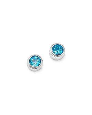 Blue Topaz And Sterling Silver Bezel Stud Earrings - 100% Exclusive
