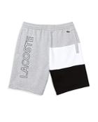 Lacoste Lettered Color Blocked Fleece Bermuda Shorts