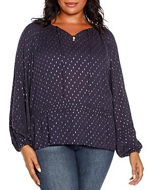 Belldini Plus Metallic Textured Blouson Top