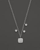 Meira T 14k White Gold Square Pave Diamond Disc Necklace