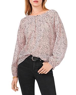 Vince Camuto Animal Print Keyhole Peasant Top