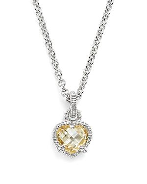 Judith Ripka Sterling Silver Heart Necklace With Canary Crystal, 17