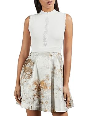 Ted Baker Printed Skirt Scalloped Edge Dress