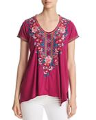 Johnny Was Annaliese Short-sleeve Embroidered Top