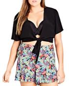 City Chic Plus Tie-front Cropped Top