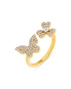 Adinas Jewels Pave Butterfly Clover Ring