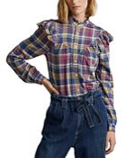 Polo Ralph Lauren Ruffled Yoke Plaid Button Front Shirt