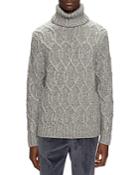 Ted Baker Rocer Wool Blend Chunk Cable Knit Turtleneck Sweater