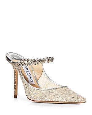 Jimmy Choo Women's Bing 100 Embellished Mesh High Heel Mules