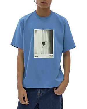 Helmut Lang Paris Postcard Short Sleeve Crewneck Logo Graphic Tee