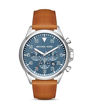 Michael Kors Gage Leather Strap Watch, 45mm