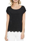 Vince Camuto Scalloped Eyelet Top
